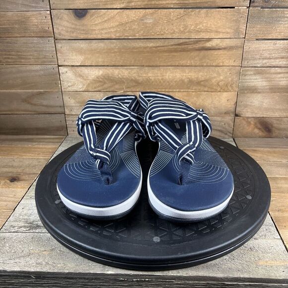 Clarks Cloudsteppers Womens Size 9 Open Toe Fabric Sandals Arla Nichole Striped - Picture 2 of 10